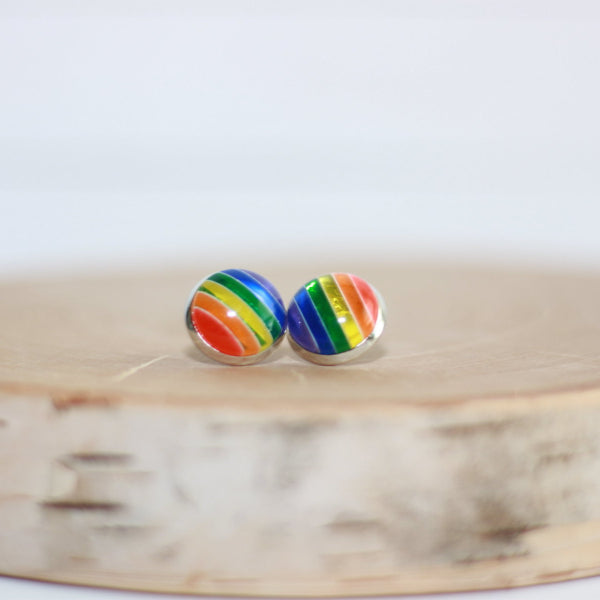 rainbow stripe stud earrings