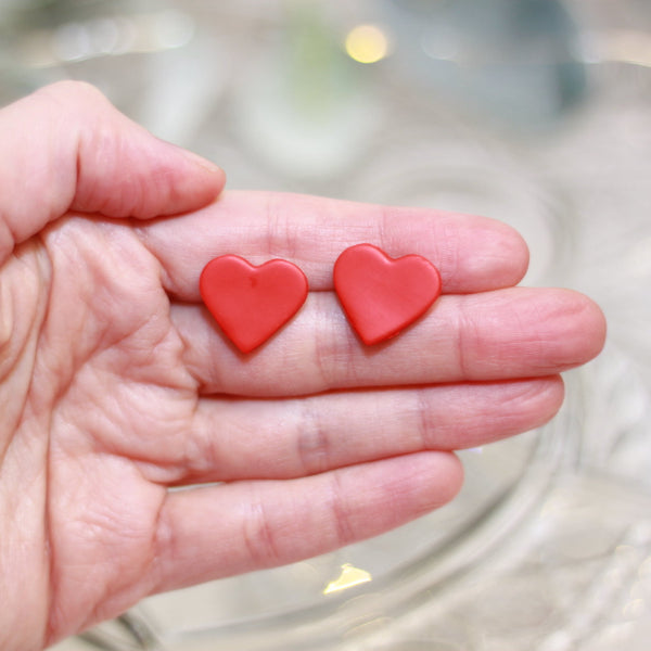 red clay heart love stud earrings lake and lark