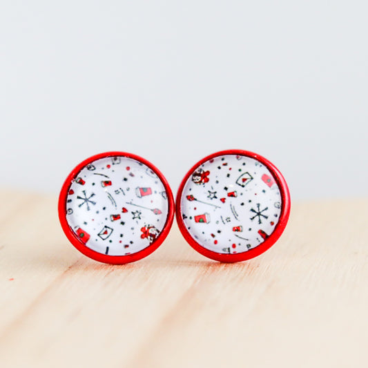 red cup christmas coffee stud earrings