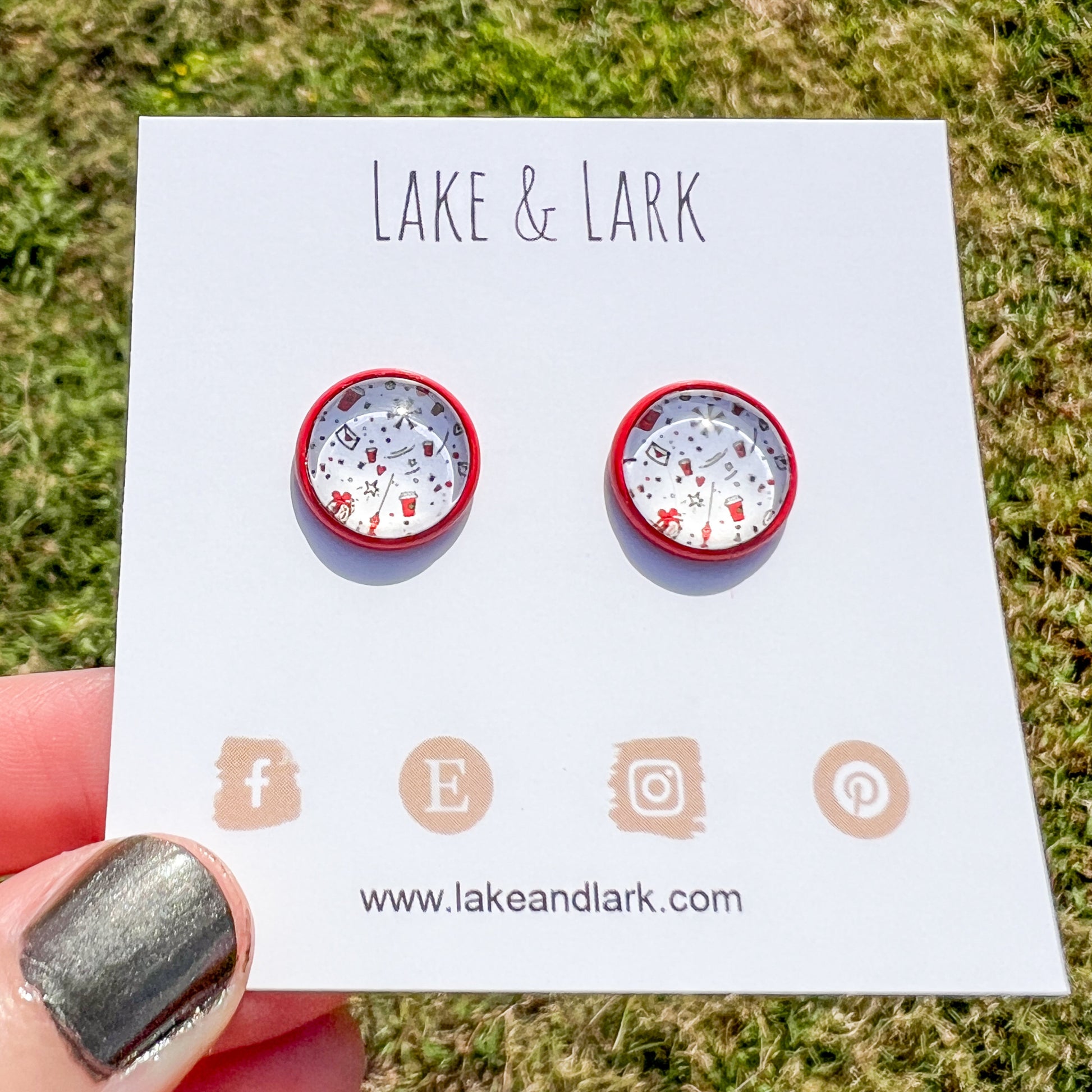 red cup coffee christmas stud earrings lake lark