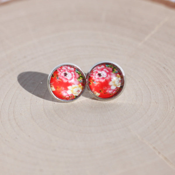 red flower earrings