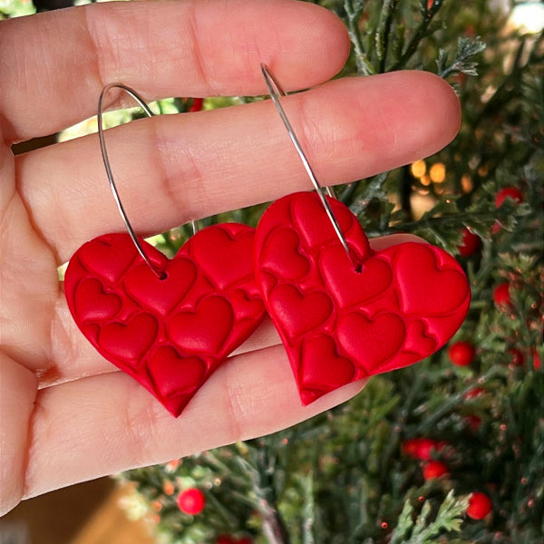 red heart valentine earrings