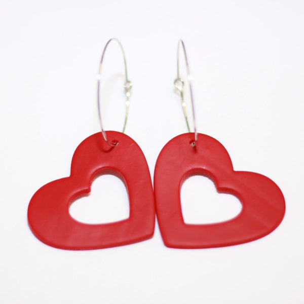 red heart hoop valentine earrings lake and lark