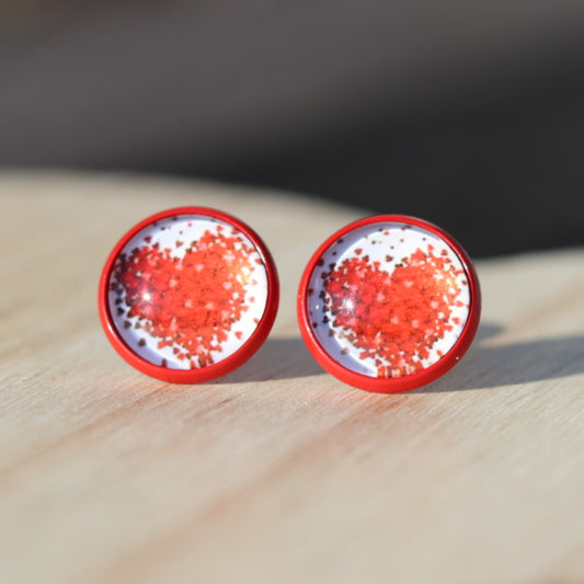 Red Heart Confetti stud earrings