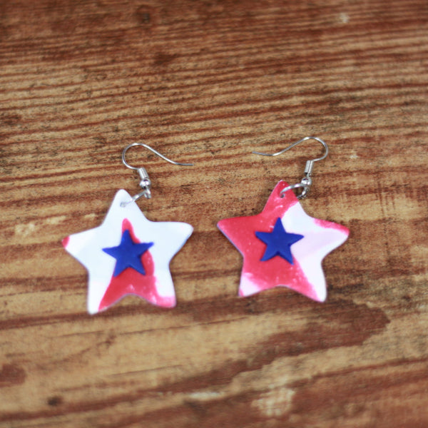 red white blue 4th july star earrings lake lark