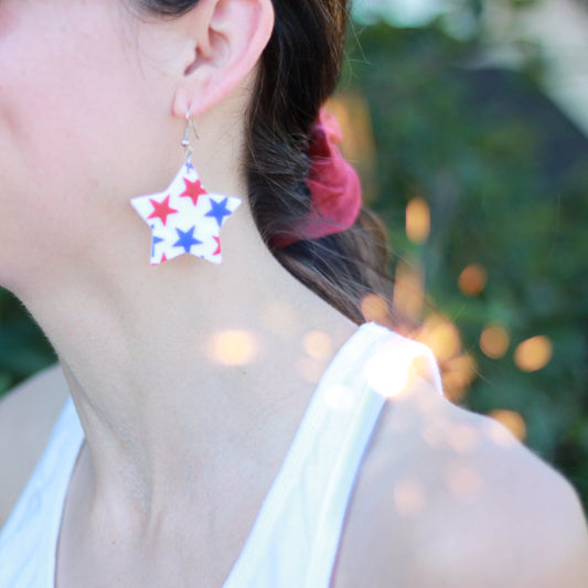 patriotic clay star earrings lake lark