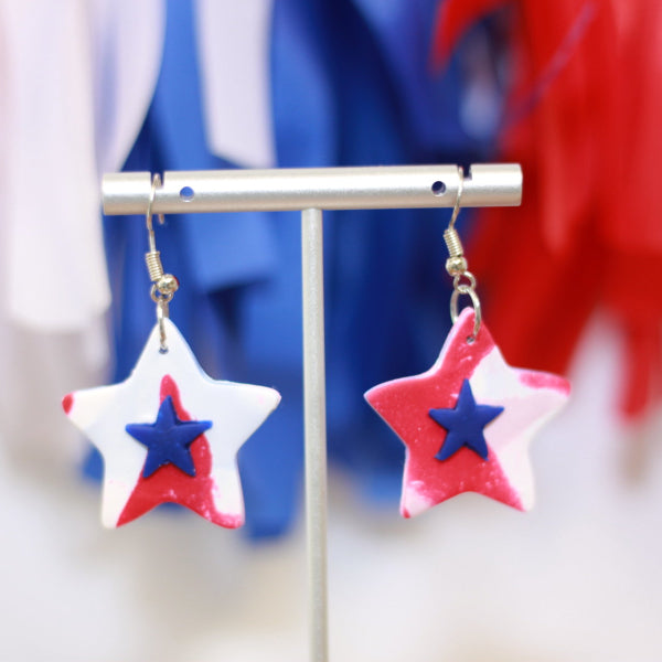 usa star polymer clay earrings