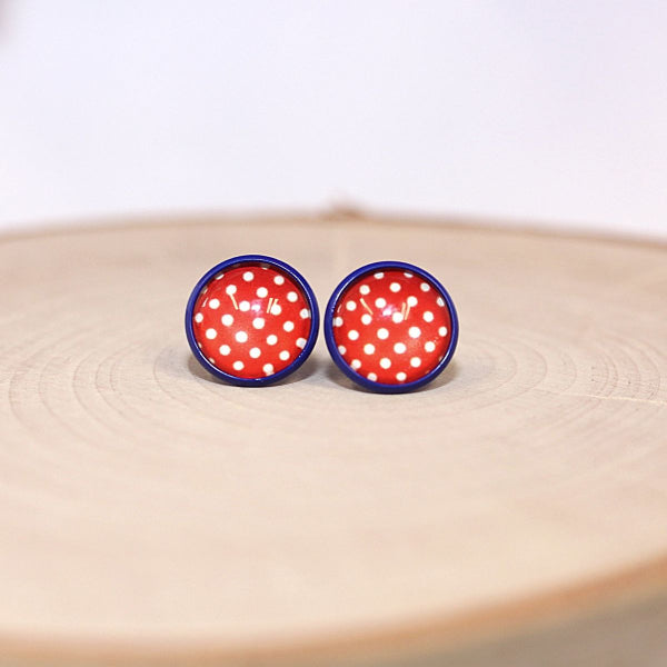 patriotic polka dot stud earrings