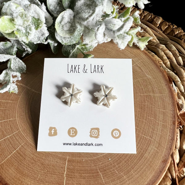 rhinestone snowflake winter stud earrings lake lark