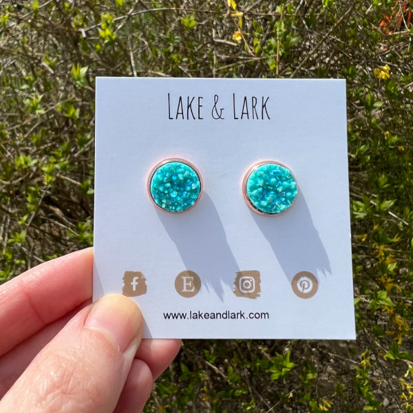 rose gold mint stud earrings