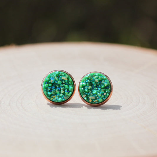 seafoam green druzy stud earrings lake lark