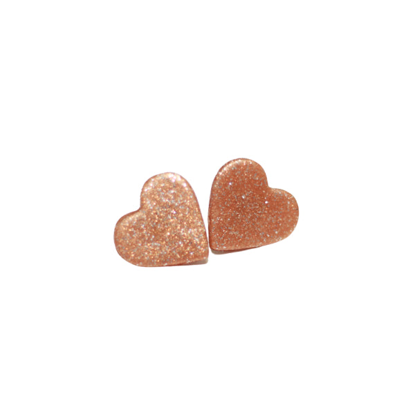 glitter rose gold heart valentine earrings