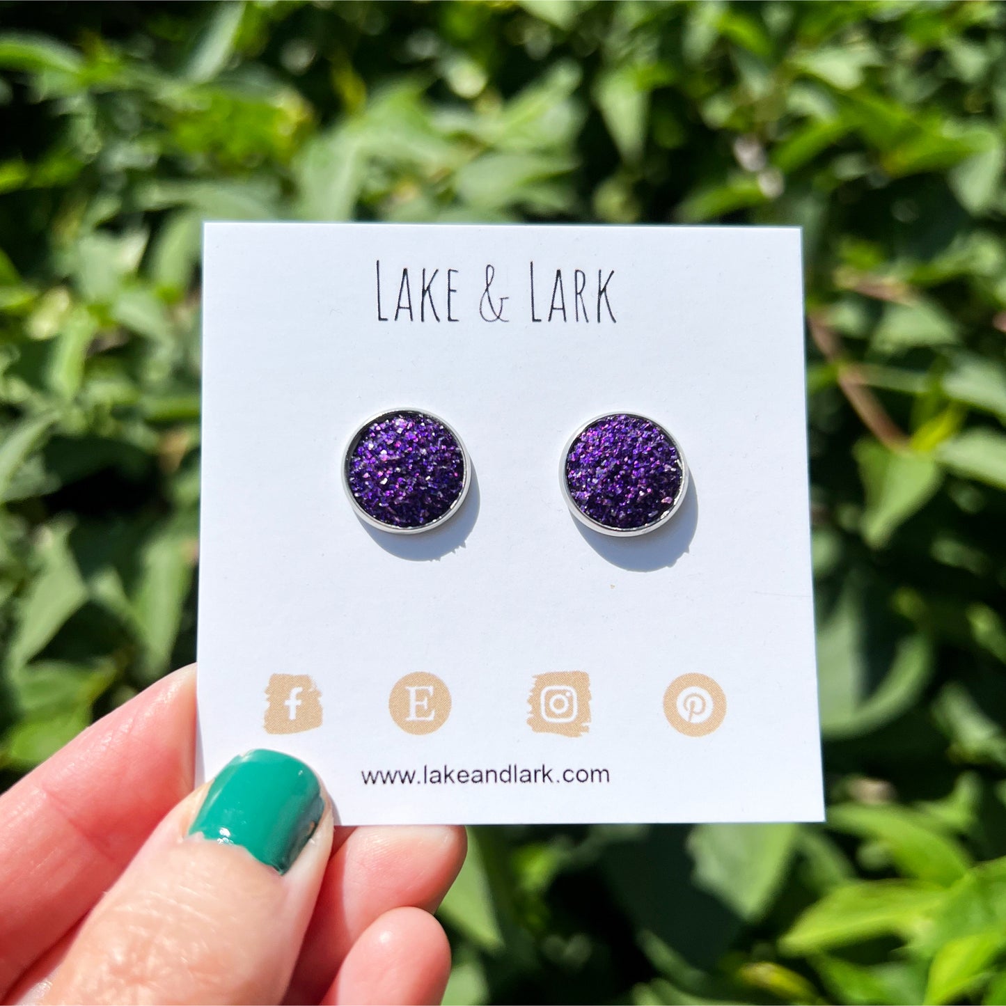 royal purple druzy stud earrings lake lark