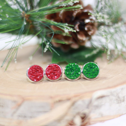 red green earring gift set