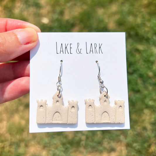 sandcastle beach vacation earrings