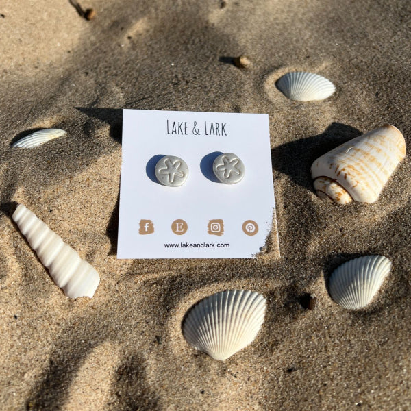 sand dollar beach stud earrings