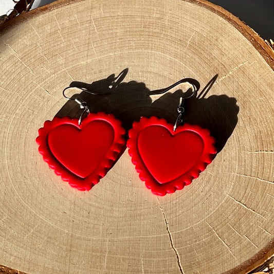 red heart valentines day earrings