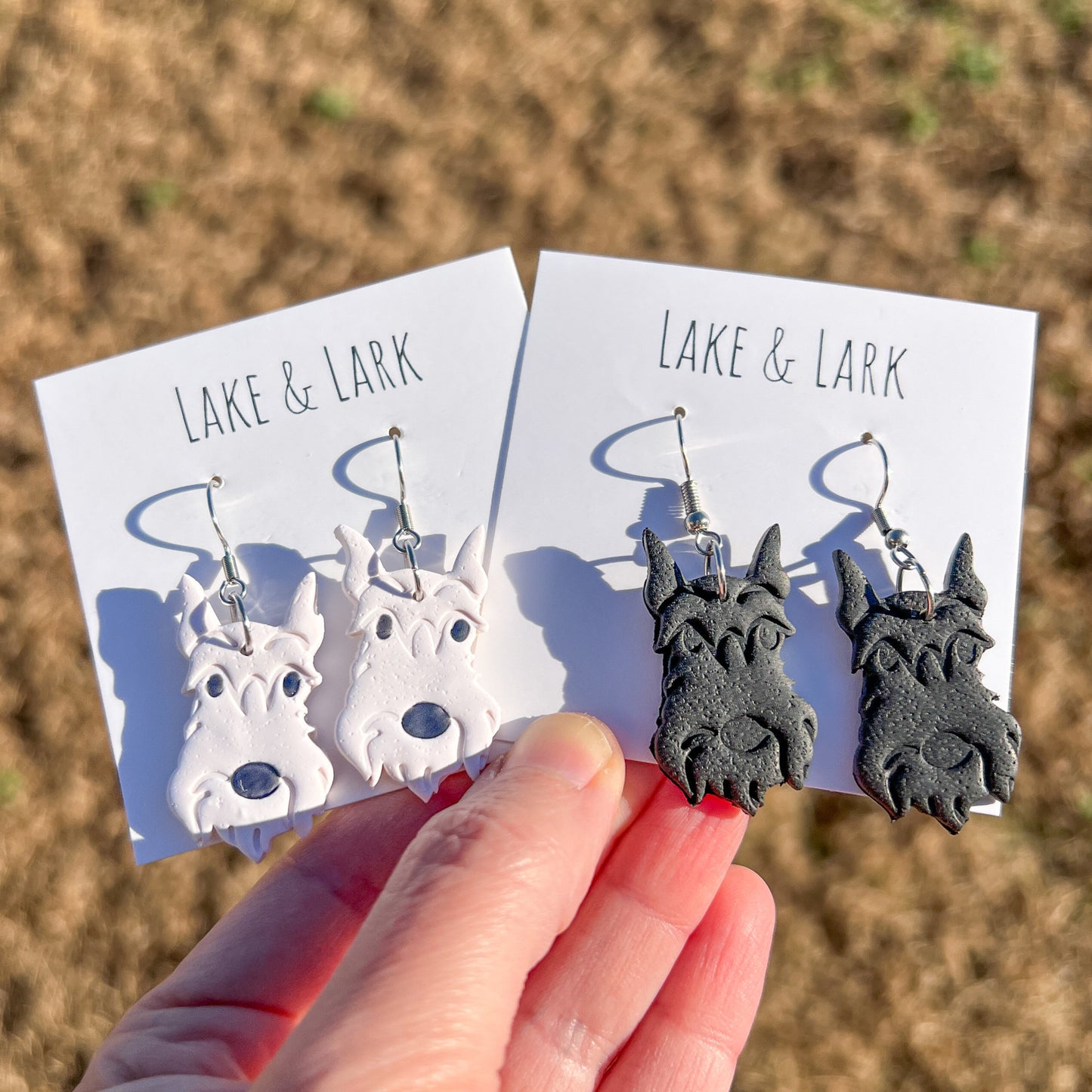 Schnauzer Dog Clay Earrings