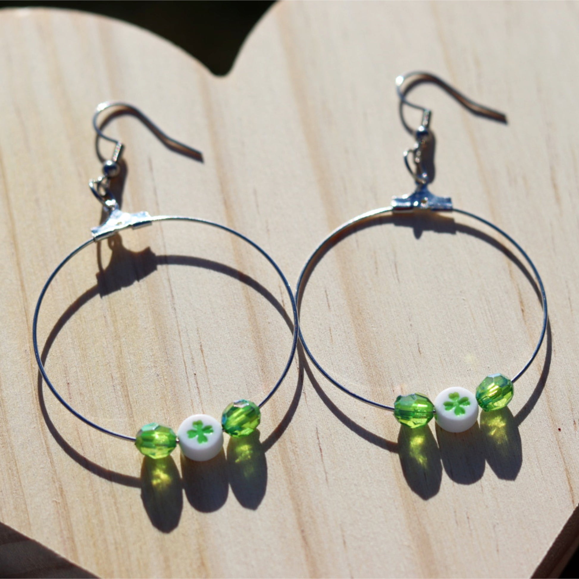 shamrock beaded hoop earrings st patricks day