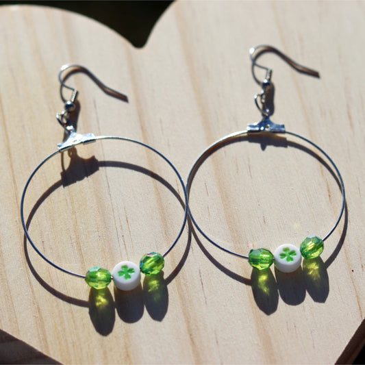 shamrock beaded hoop earrings st patricks day