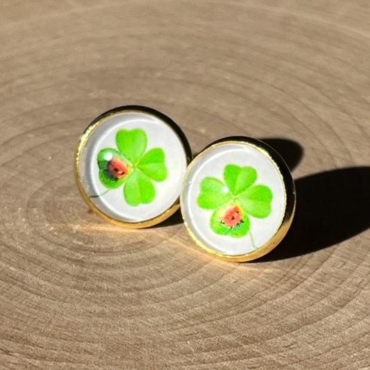 four leaf clover irish stud earrings