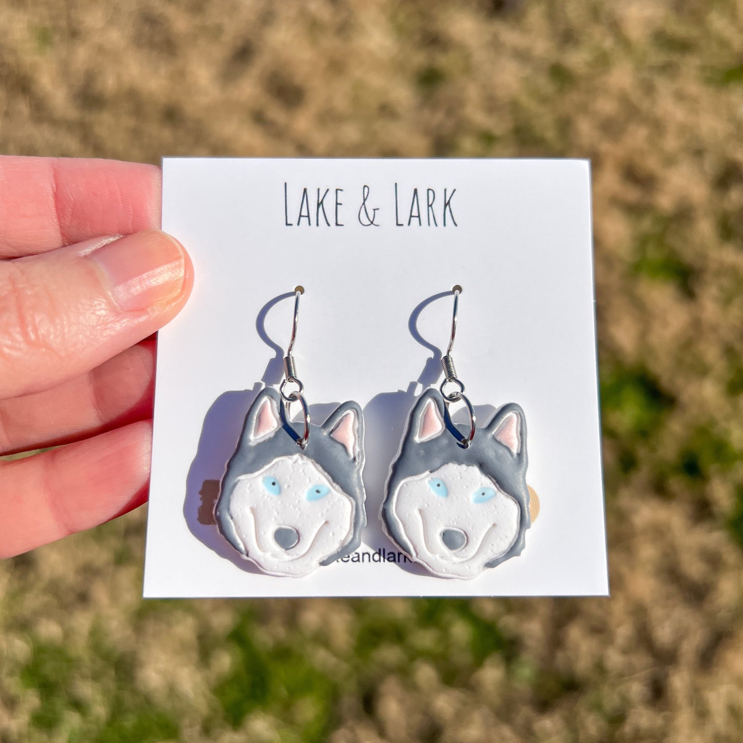 Siberian Husky Dog Clay Earrings