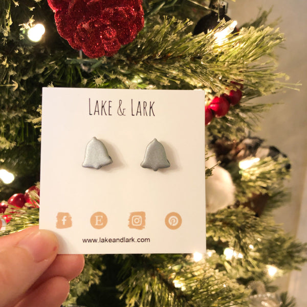 handmade clay silver christmas stud earrings