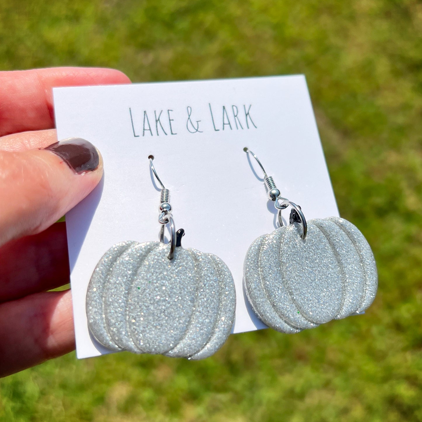 mirror ball pumpkin earrings