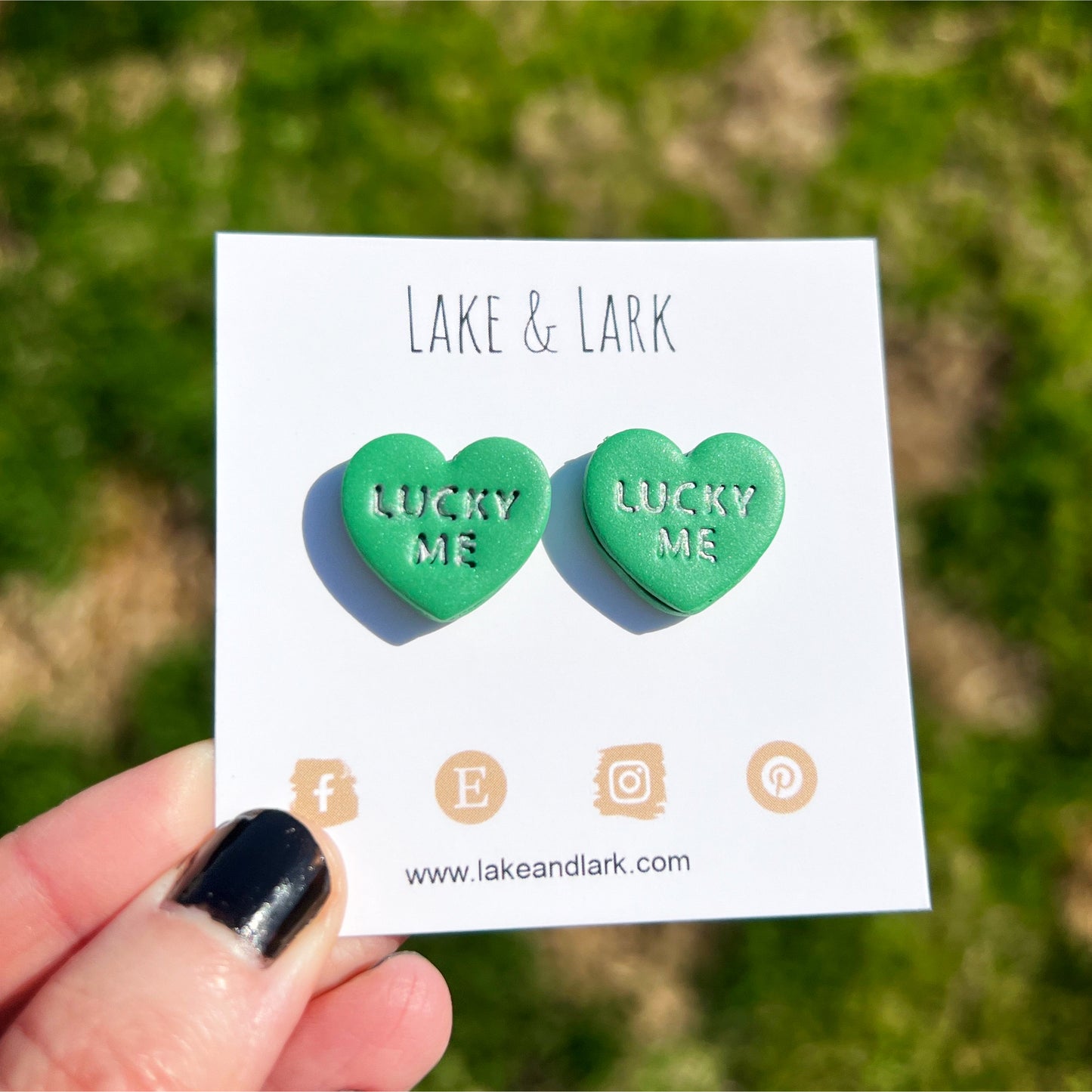 lucky st patricks day conversation heart stud earrings