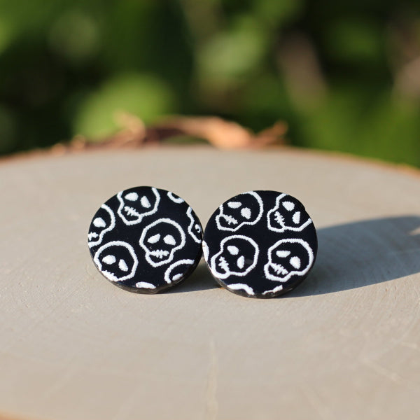 clay skull earrings