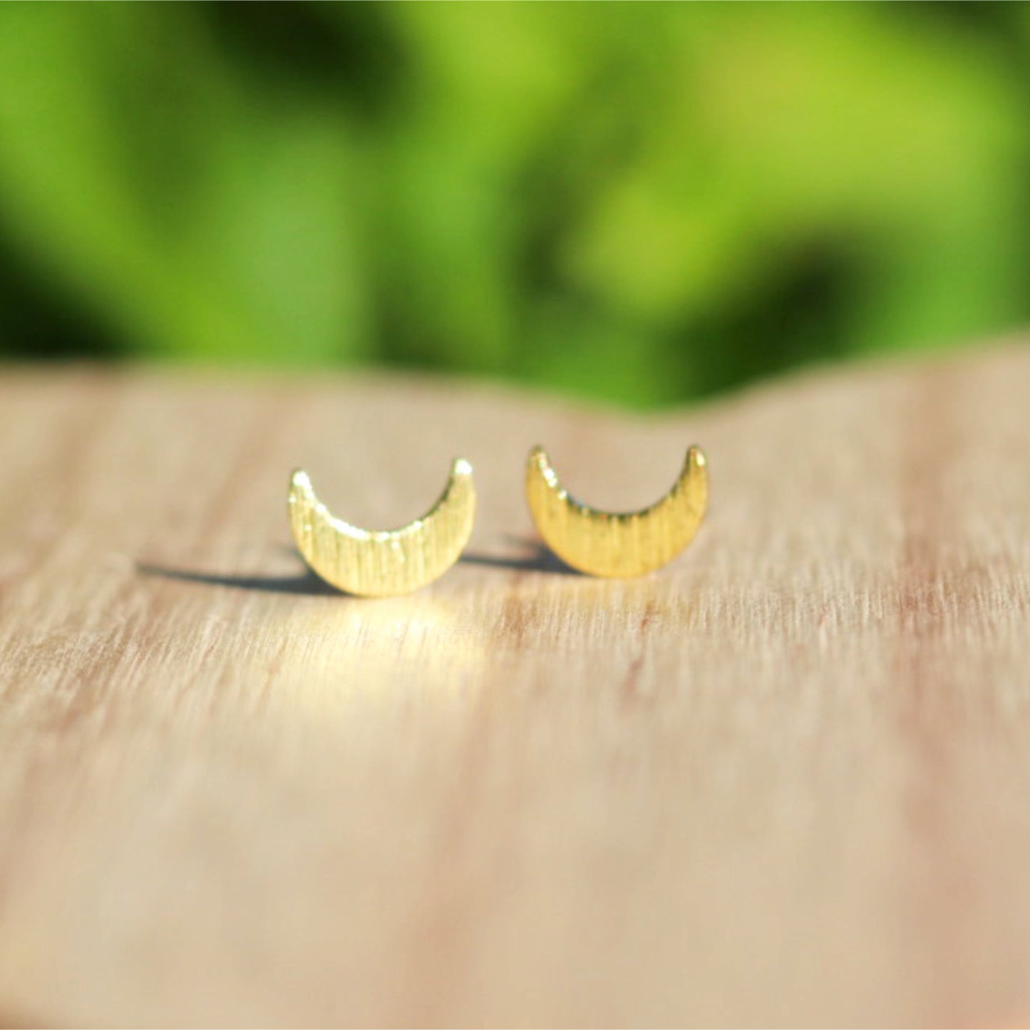 tiny gold moon stud earrings