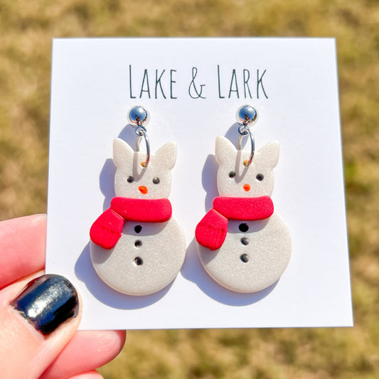 dog snowman earrings