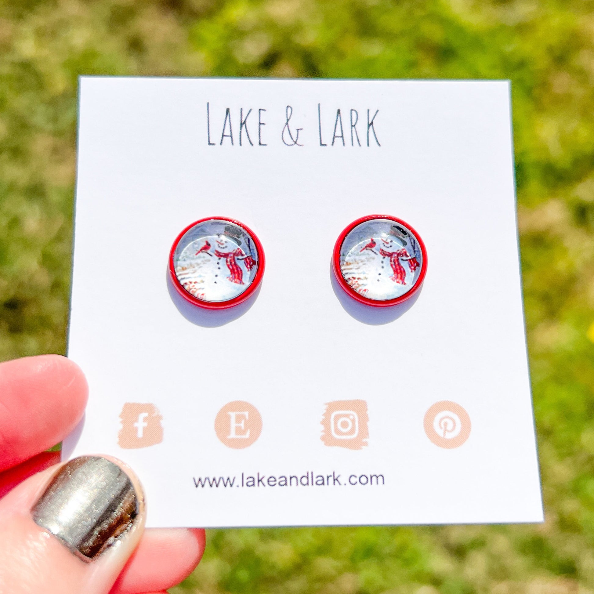 snowman cardinal stud earrings lake lark