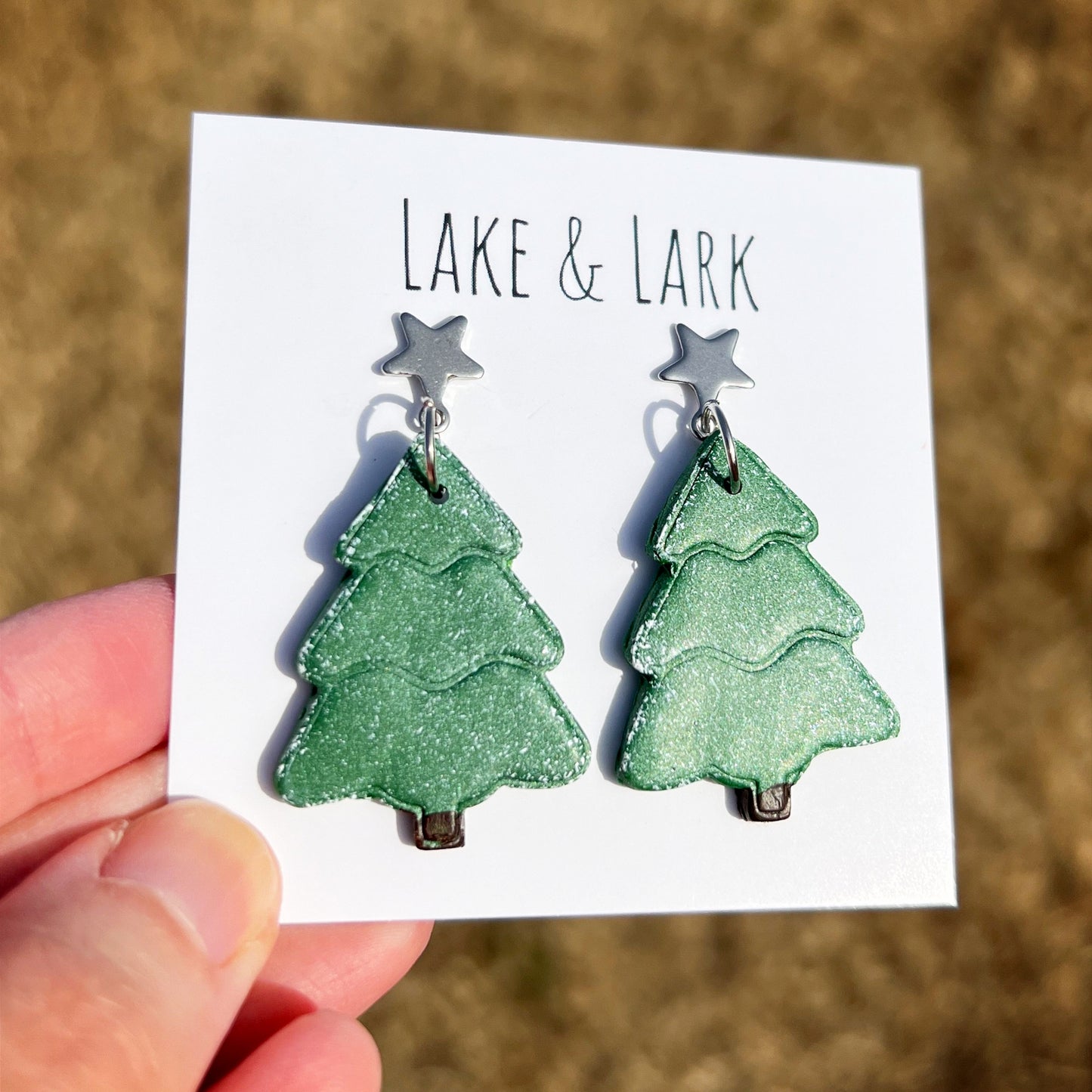 snowy pine tree earrings