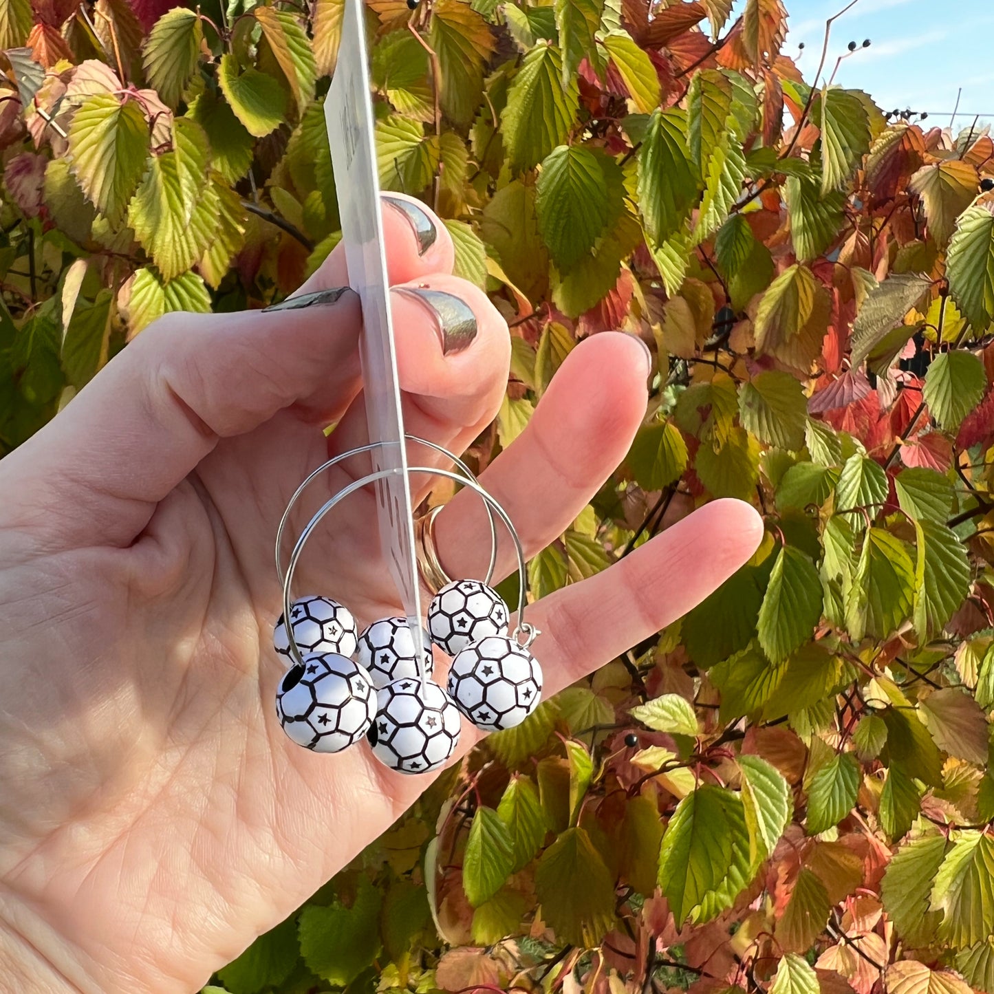 soccer ball hoop earrings