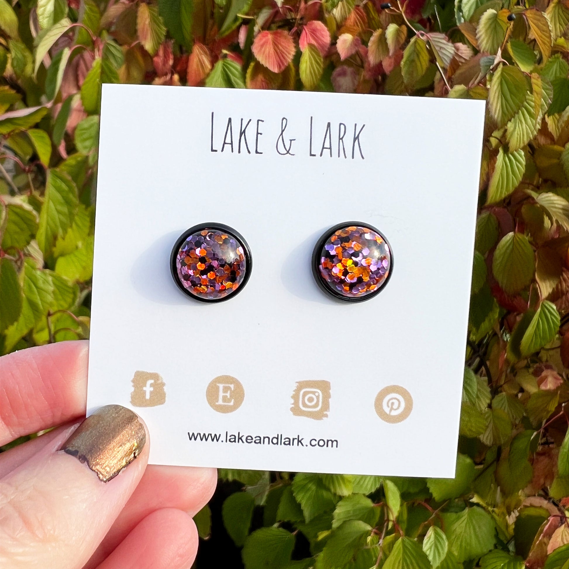 spooky halloween glitter stud earrings lake and lark