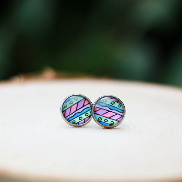 pastel rainbow glass earrings