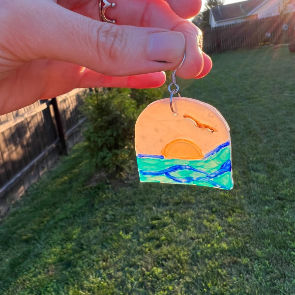 beach sunrise clay earrings