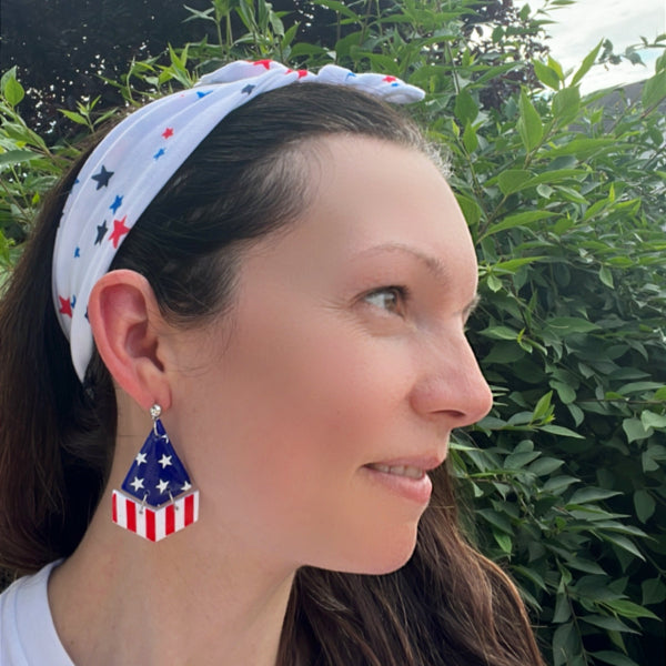 american flag clay earrings