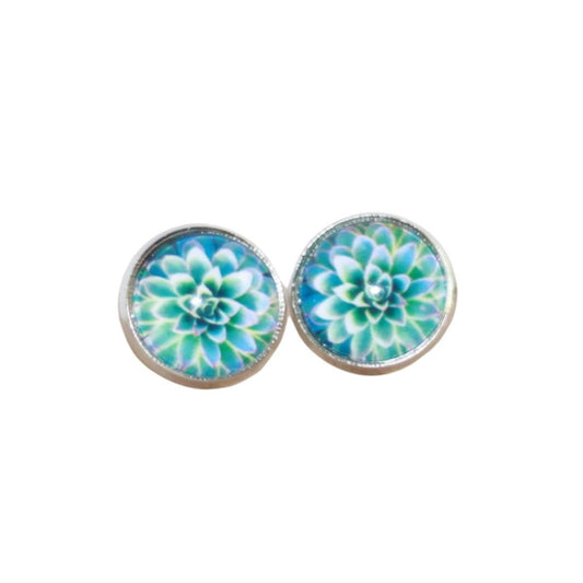 mint succulent stud earrings