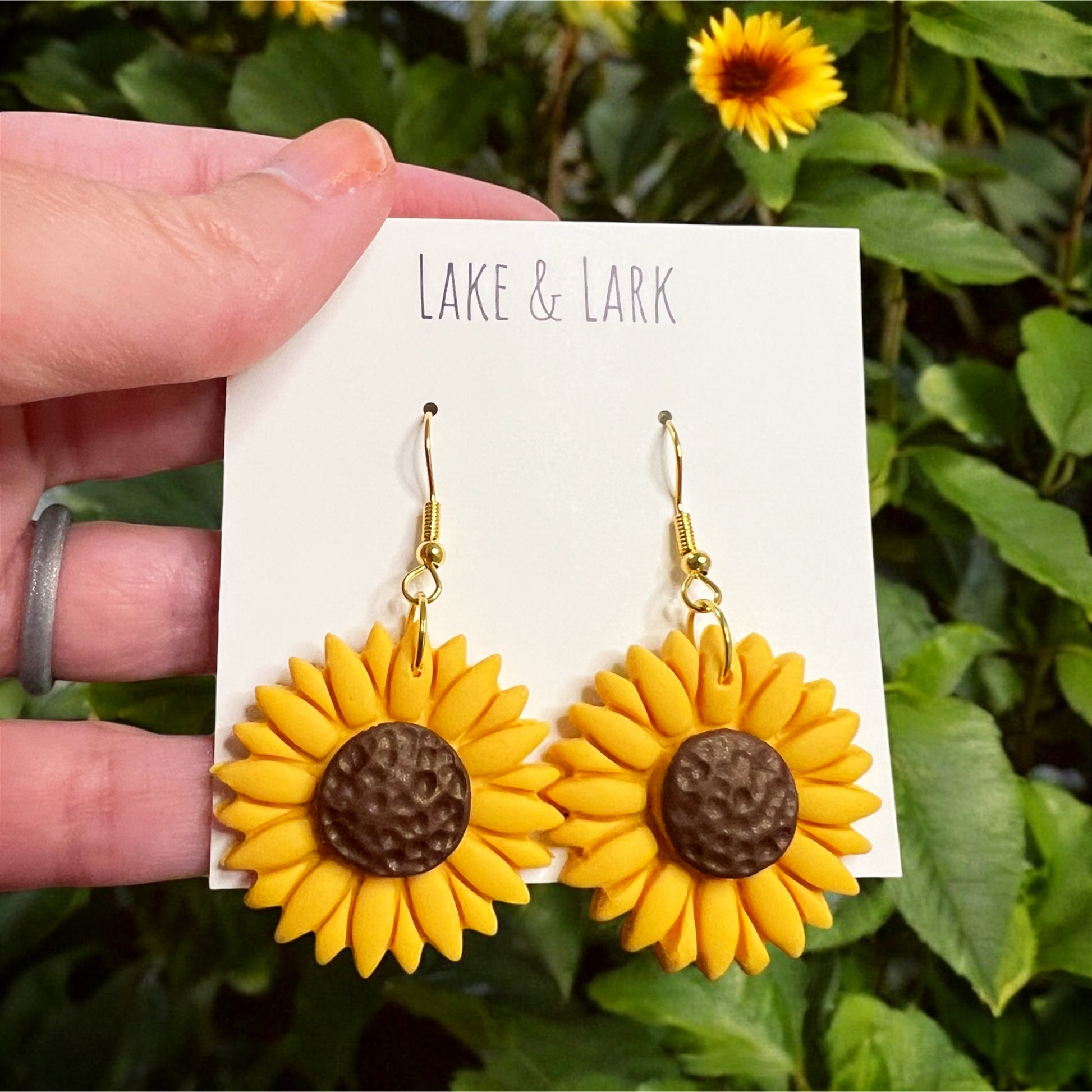 clay sunflower earrings