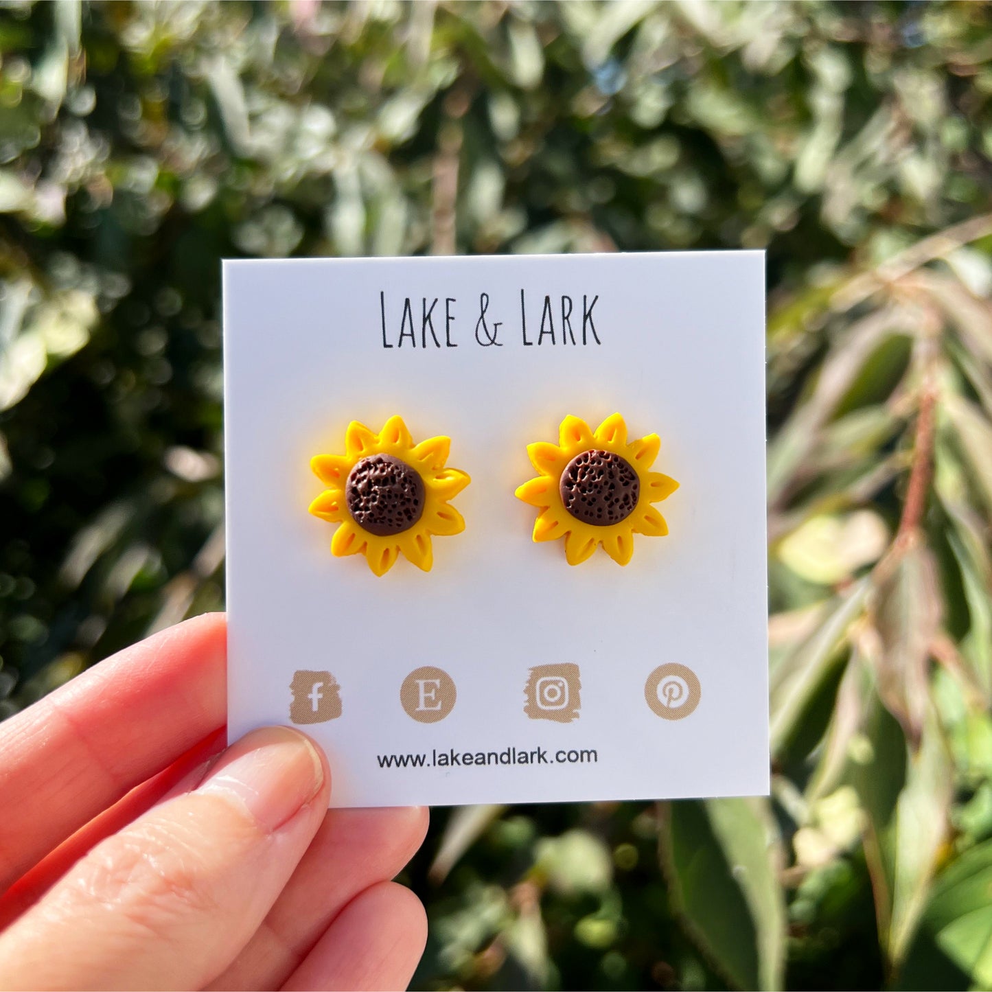 clay sunflower stud earrings