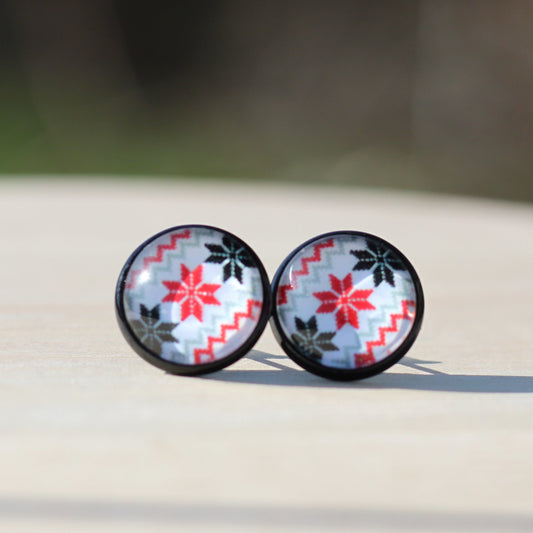 fair isle sweater stud earrings