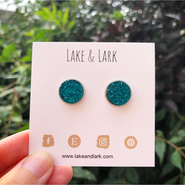 teal blue stud earrings lake lark