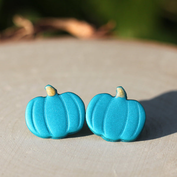 turquoise pumpkin fall earrings