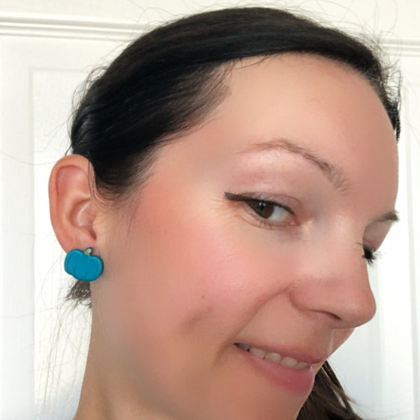 turquoise pumpkin clay earrings