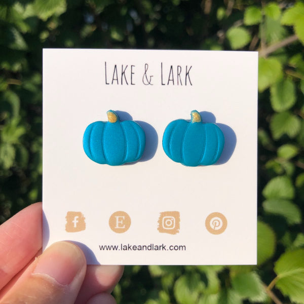 turquoise gold pumpkin earrings