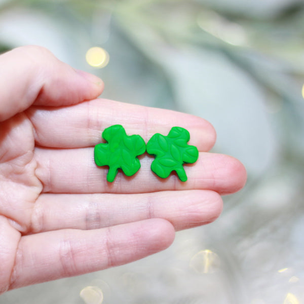 lucky shamrock clay stud earrings