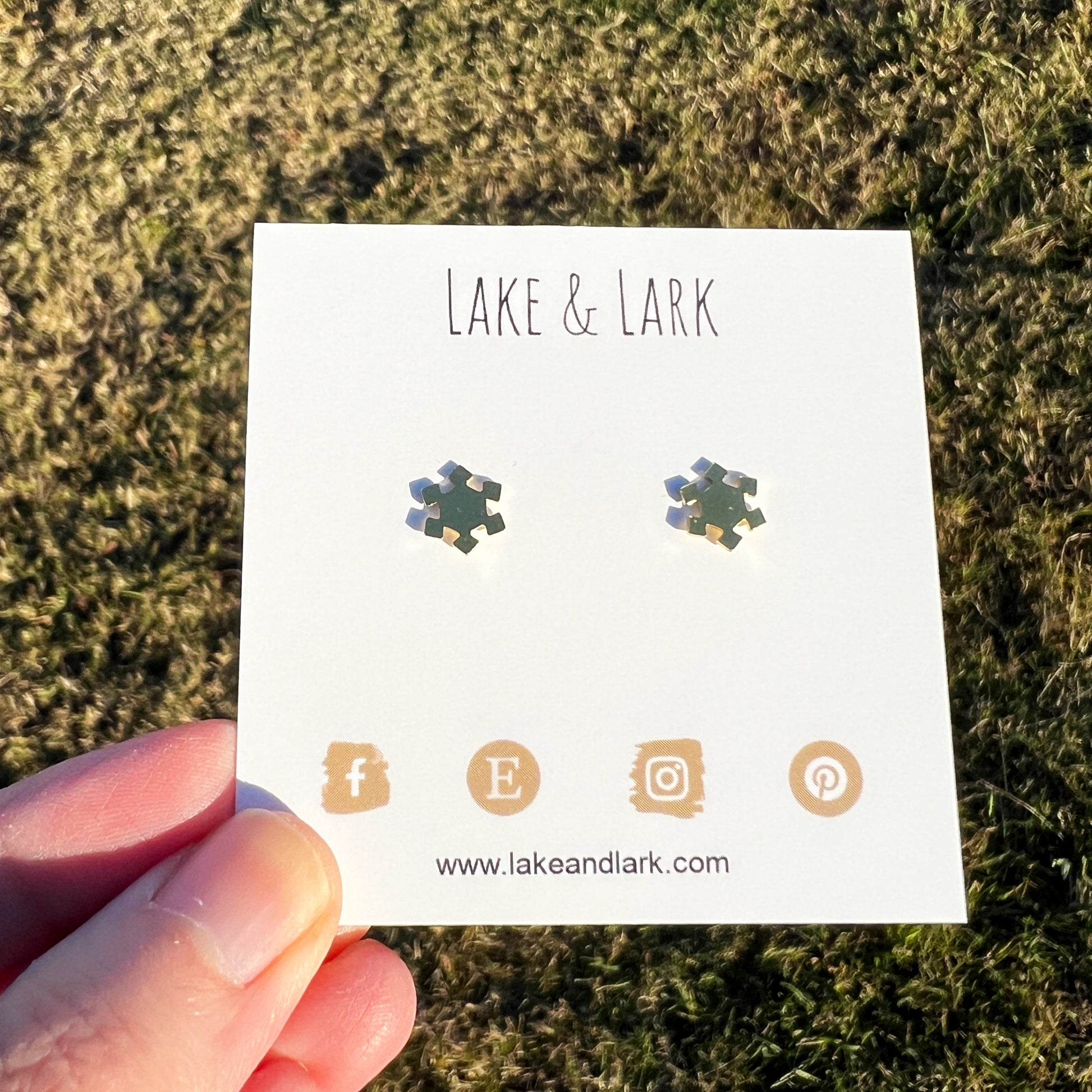 tiny brass snowflake stud earrings lake lark (2)