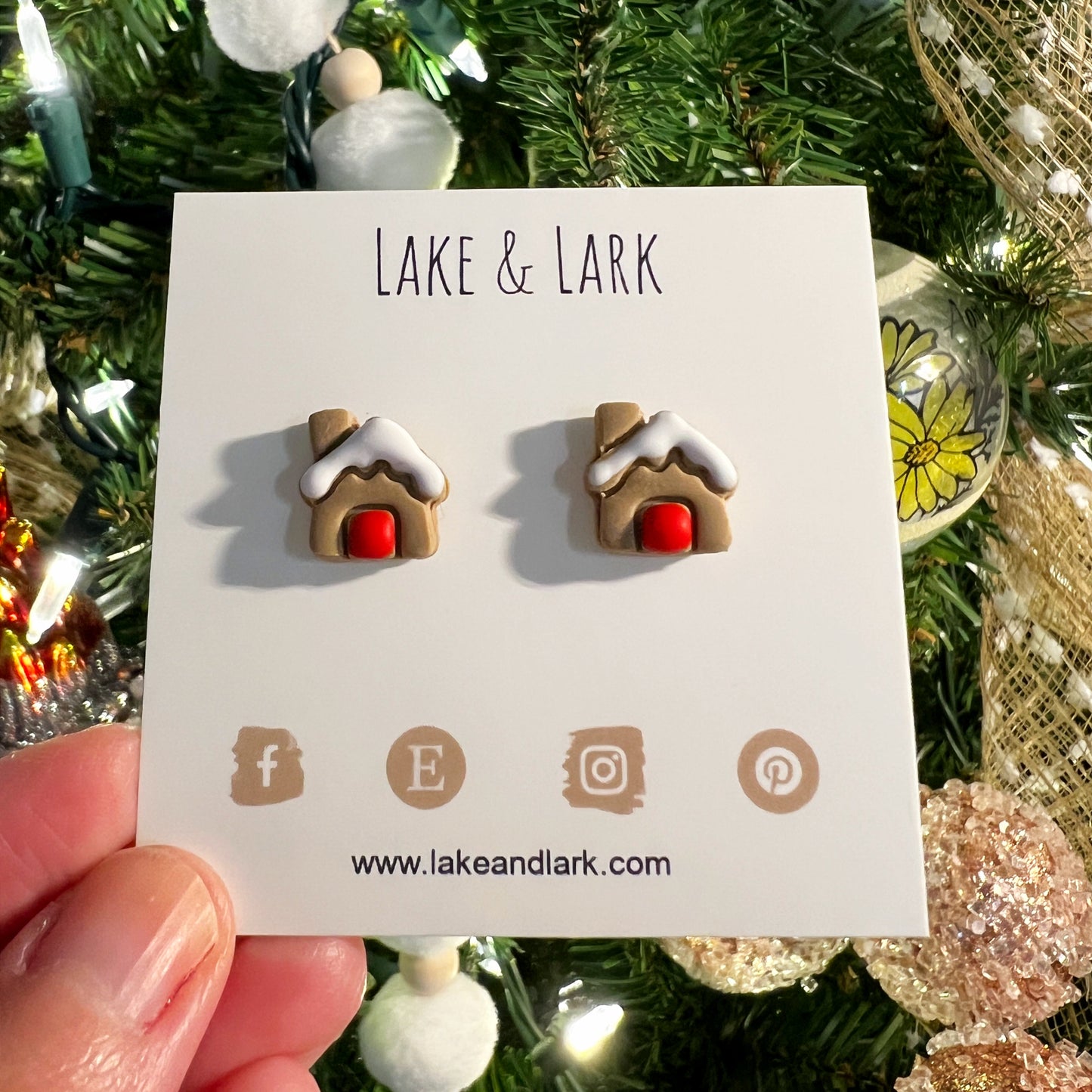 tiny gingerbread house stud earrings lake lark